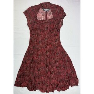 Norma Kamali Snake Print Fit and Flare Shrug Dress Womans Large Short Sleeve Y2K